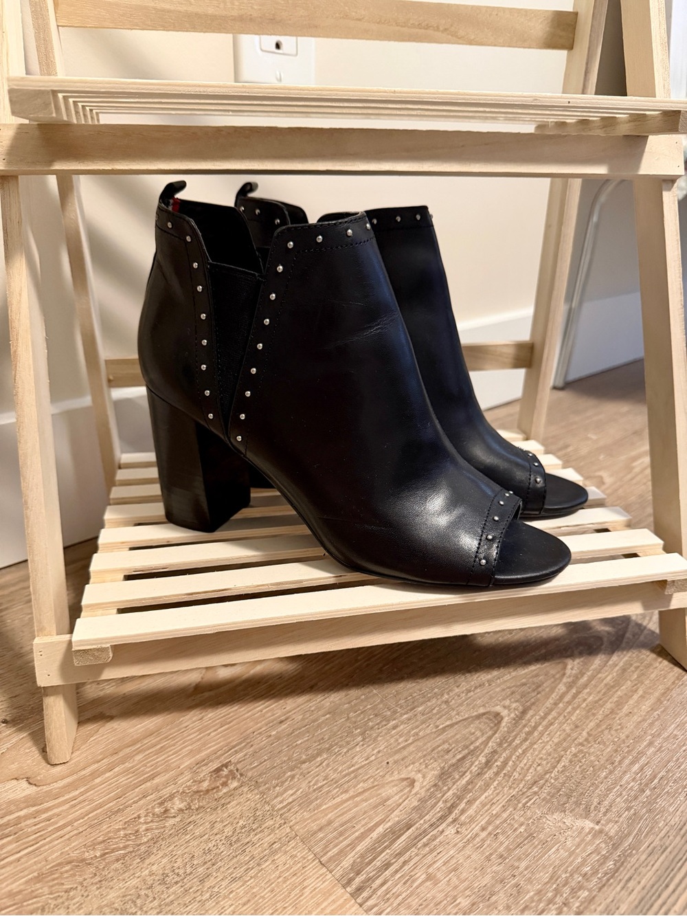 Tommy Hilfiger Studded Open-Toe Block Heel Booties